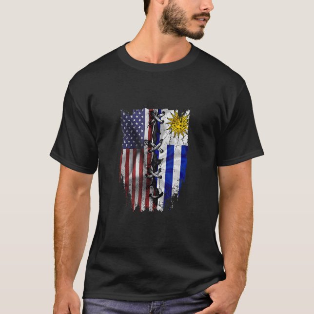 T-shirt American Grown Uruguayan Roots USA Uruguay Flag (Devant)
