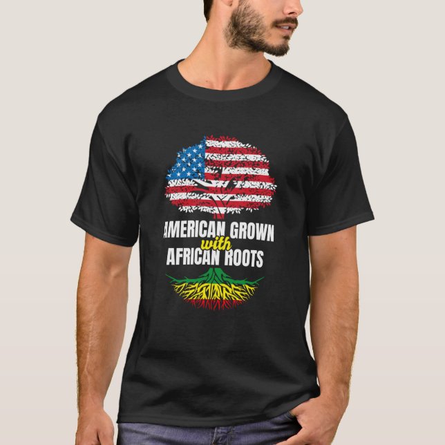 T-shirt American Grown With African Roots Black History Mo (Devant)