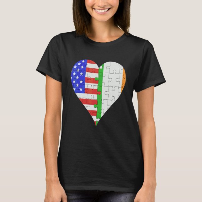 T-shirt American Irish Flag Heart 1 (Devant)