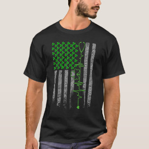 T-shirt American Irish Nurse Stethoscope Heartbeat Shamroc