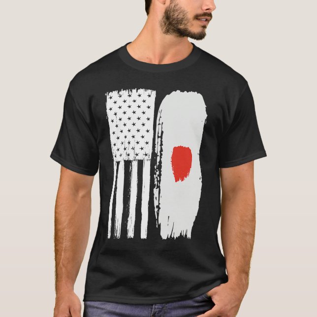 T-shirt American Japanese Flag   Pride Japan USA (Devant)