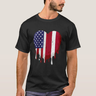 T-shirt American Latvian Heritage Month Latvia Flag Heart