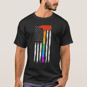 T-shirt American Lgbt Firefighter Drapeau Us Rainbow Ax Us