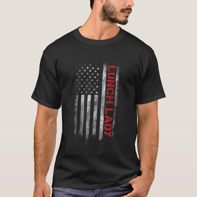T-shirt American Lunch Lady États-Unis Drapeau américain L (Devant)