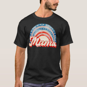 T-shirt American Mama Rainbow American Flag Patriotique 4è
