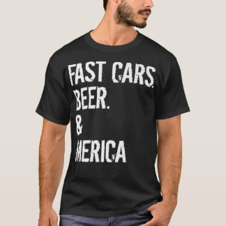 T-shirt American Muscle Car Men BEER MERICA Vintage Car Gi