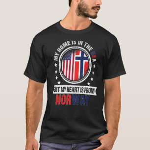 T-shirt American Norwegian Drapeau Heart de Norvège Améric