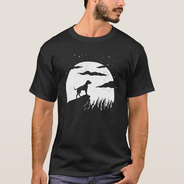 T-shirt American Pitbull and Moon Halloween (Devant)