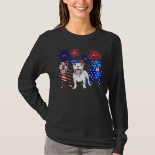 T-shirt American Pitbull Chien Firework 4th Of Ju Ly