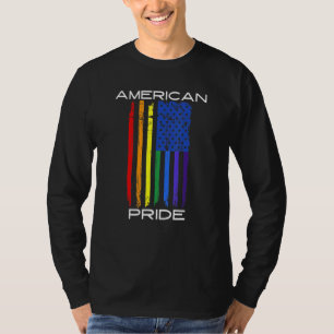T-shirt American Pride Gay Lgbt Mois Vintage Retro Rainbo