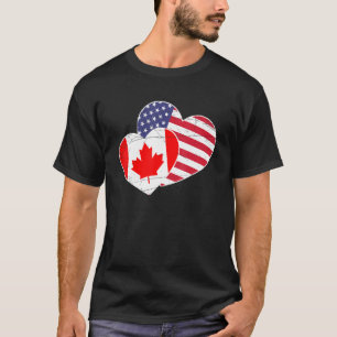 T-shirt American Pride Us Flag Heart Fier Canada