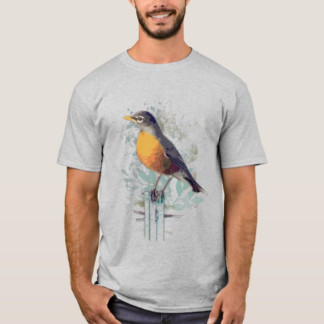 T-shirt American Robin Garden Bird Wildlife Nature Art T-S (Devant)