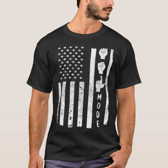 T-shirt American Sign Language ASL USA Flag (Devant)