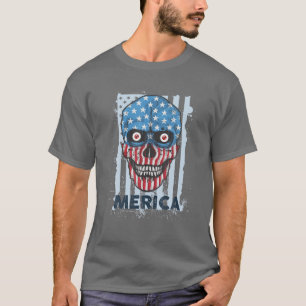 T-shirt American Skull 4 juillet Party Independence USA