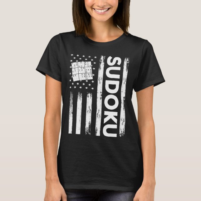 T-shirt American Sudoku Puzzle Outfit USA Flag (Devant)