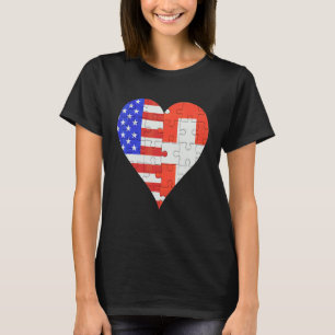 T-shirt American Swiss Flag Heart