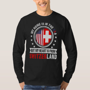 T-shirt American Swiss Flag Heart de Suisse Amérique