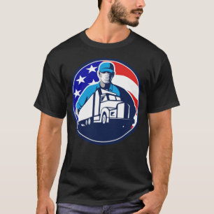 T-shirt American Truck Driver Wearing Mask USA Flag Circle
