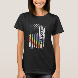 T-shirt American Twink États-Unis détendu arc-en-ciel w
