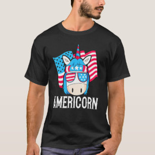 T-shirt American Unicorn Rainbow Magical Quatrième