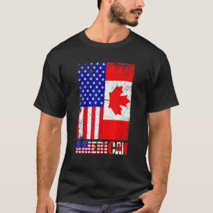 T-shirt American Us Eh American Drapeau Canadien Drapeau C