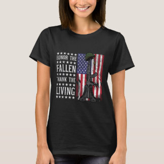 T-shirt American Us Flag Honore The Fallen Remercier Livin