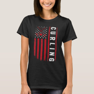 T-shirt American USA Drapeau Cadeaux De Curling Pour Homme