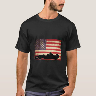 T-shirt American Usa Flag Indy Car Fan Racecar Formula