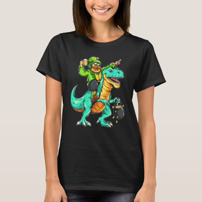 T-shirt American USA Irish Flag St Patricks Day And T-Rex (Devant)