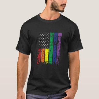 T-shirt American USA Patriotic Rainbow Flag Gay pride 4ème