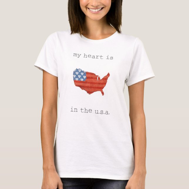 T-shirt Americana (homonymie) | My Heart Is In the USA Map (Devant)