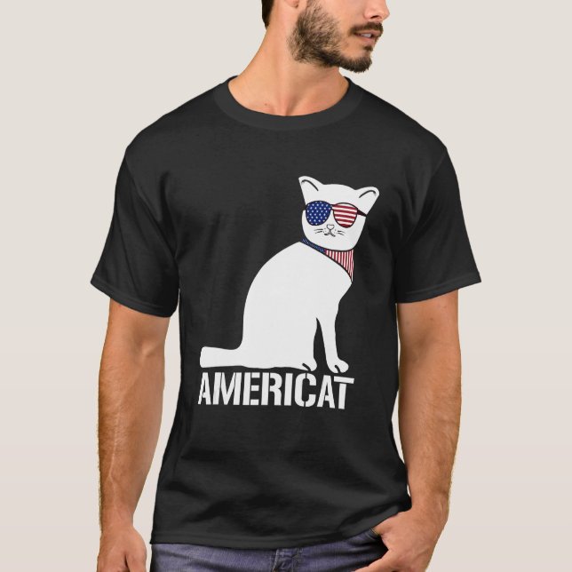 T-shirt Americat Cool  Cat 4th of July Men Women (Devant)