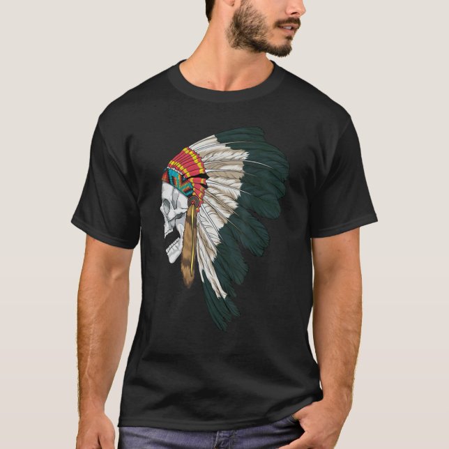 T-shirt Amérindien crâne amérindien Aigle chef (Devant)