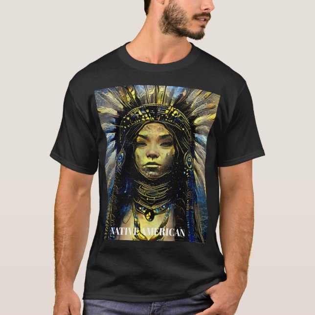 T-shirt Amérindien - Plumes d'or= (Devant)