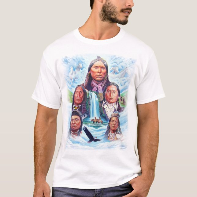 T-shirt Amérindiens Chiffres Mens Blancs Basiques (Devant)