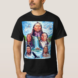 T-shirt Amérindiens colorés Peinture Mens Noir