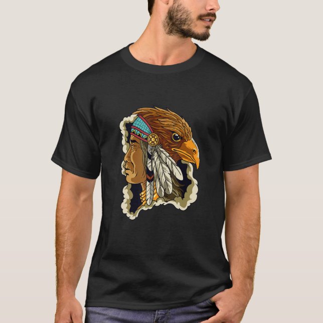 T-shirt Amérindiens Et Aigles, Fierté Indienne (Devant)