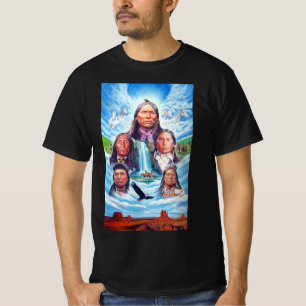 T-shirt Amérindiens Hommes Mode Mode Noir