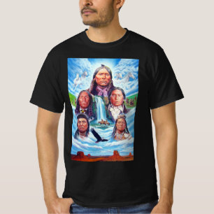 T-shirt Amérindiens Peinture Hommes Vêtements Noir