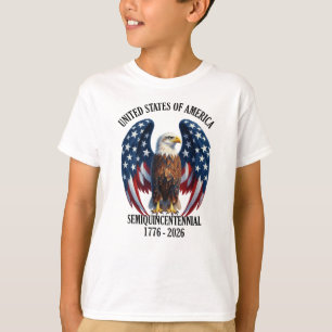 T-shirt Amérique 250 Ans Aigle avec Drapeau Ailes 1776-202