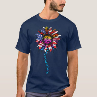 T-shirt Amérique 4 juillet Sunflower Amérique patriotique 