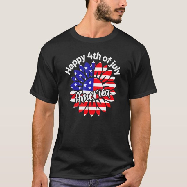 T-shirt Amérique 4 juillet Sunflower Us Amérique patriotiq (Devant)