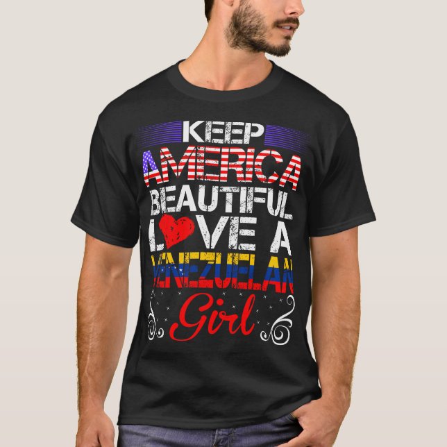 T-shirt Amérique Beau amour Vénézuélienne Cadeau fille (Devant)