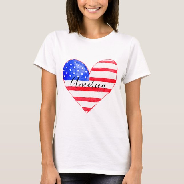 T-shirt Amérique - Coeur du drapeau (Devant)