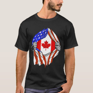 T-shirt Amérique Drapeau Canadien Usa Poitrine Racines Can