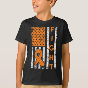 T-shirt Amérique Drapeau Orange Ribbon Leucémie