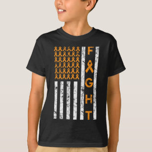 T-shirt Amérique Drapeau Orange Ribbon Leucémie
