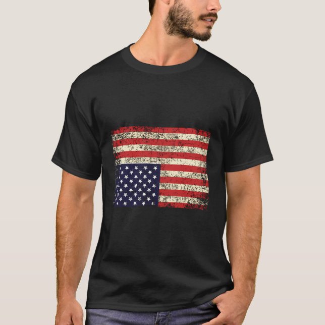 T-shirt Amérique en détresse à l'envers Drapeau (Devant)