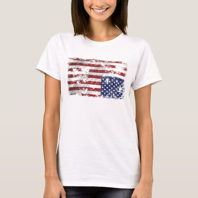 T-shirt Amérique en détresse - À l'envers du drapeau (Devant)