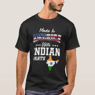 T-shirt Amérique Inde pièces Inde Carte USA Drapeau Ancêtr